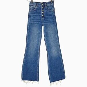Boyish The Ricky Womens Jeans 24 Blue Cotton High Rise Flare Button Fly Retro